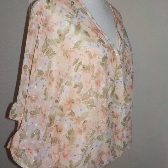 DAYTRIP FOR BUCKLE MS SIZE X-LARGE FLORAL PRINT CHIFFON SWISS DOT BLOUSE - Picture 6 of 10